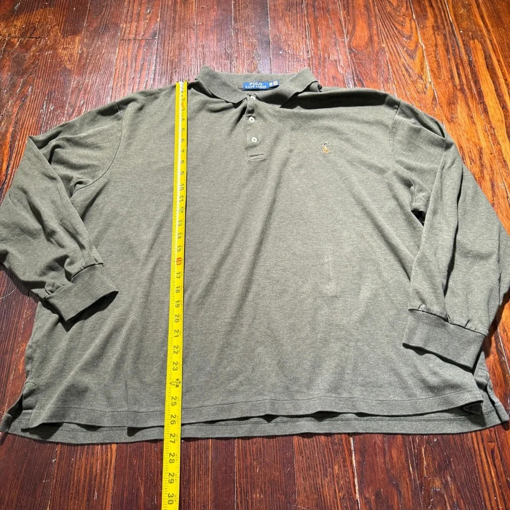 Polo Ralph Lauren Shirt‎ Mens 3XB Gray Long Sleeve Polo Big Tall Flesh Pony